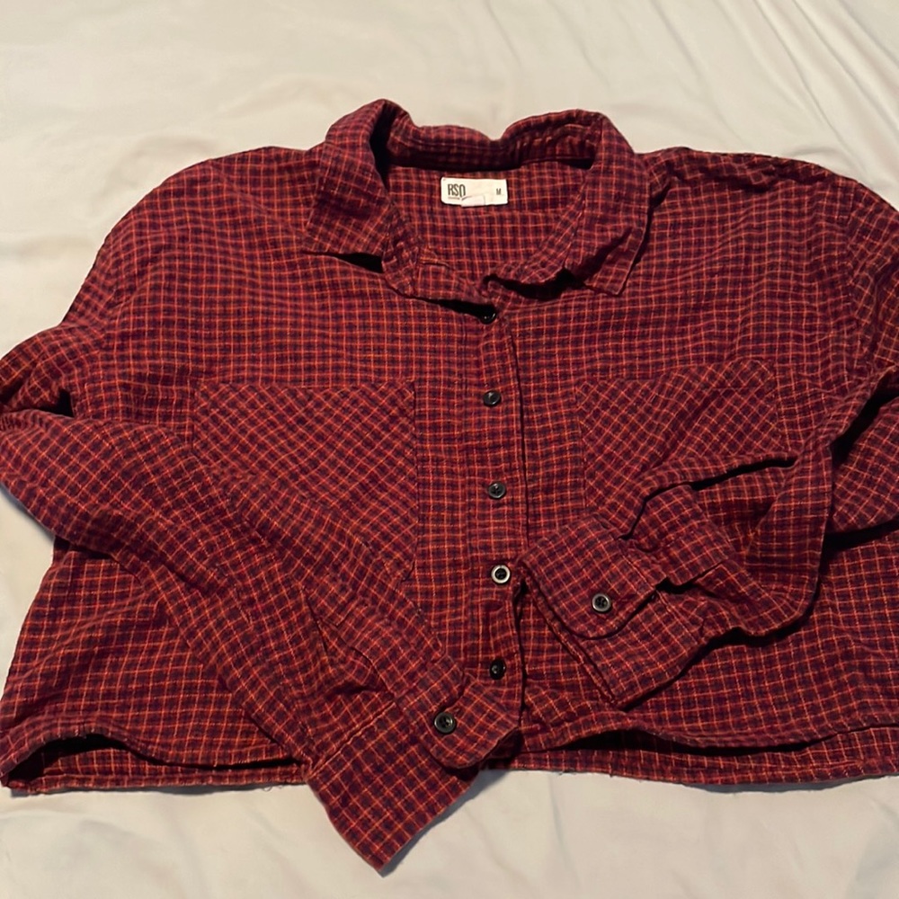 RSQ Crop Flannel Shirt